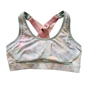 Fabletics Belle Sports Bra Size Medium Moonrock/Pink High Impact‎ Strappy Back